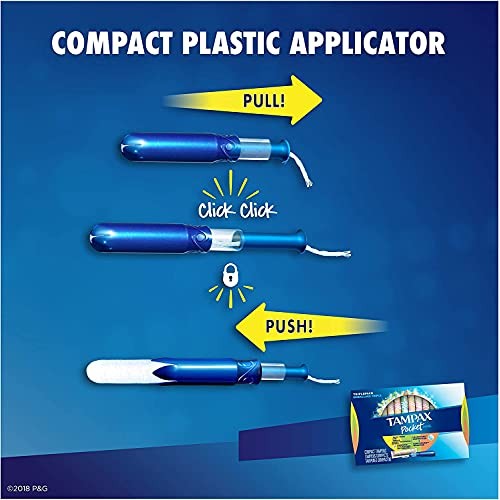 Tampax Pocket Pearl Plastic Tampons, Regular/Super/Super Plus Absorbency Trip...