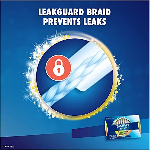 Tampax Pocket Pearl Plastic Tampons, Regular/Super/Super Plus Absorbency Trip...