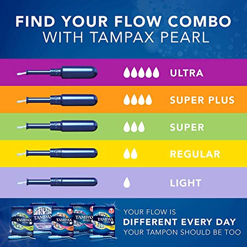 Tampax Pocket Pearl Plastic Tampons, Regular/Super/Super Plus Absorbency Trip...