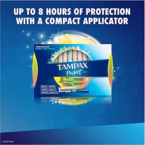 Tampax Pocket Pearl Plastic Tampons, Regular/Super/Super Plus Absorbency Trip...