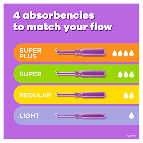 Tampax Radiant Tampons Duo Pack, Regular/Super Absorbency, 96 Count, BPA-Free...