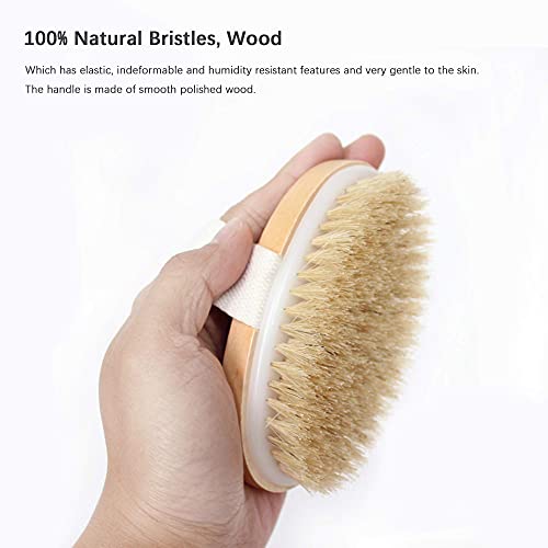 Dry Brushing Body Brush Set of 2, Natural Bristle Dry Skin Exfoliating Brush,...