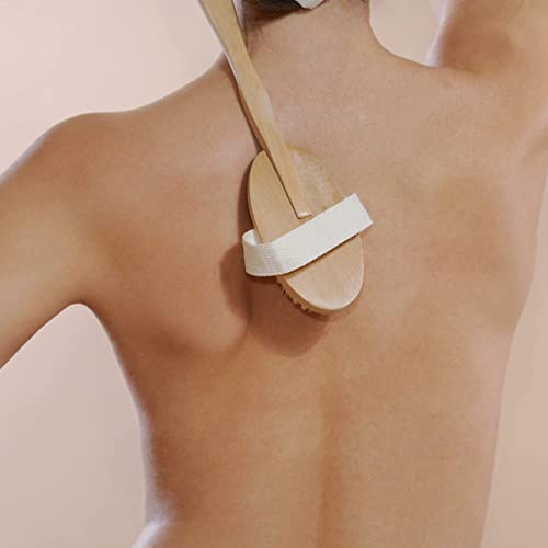 Dry Brushing Body Brush Set of 2, Natural Bristle Dry Skin Exfoliating Brush,...