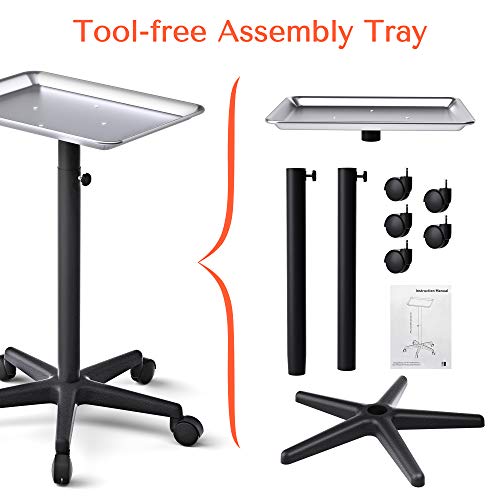 TASALON Salon Tray on Wheels - Aluminum Instrument Tattoo Tray with Wheels - ...