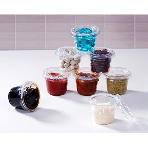 TashiBox 1 oz disposable portion cups with lids, set of 200 - jello shot cups...