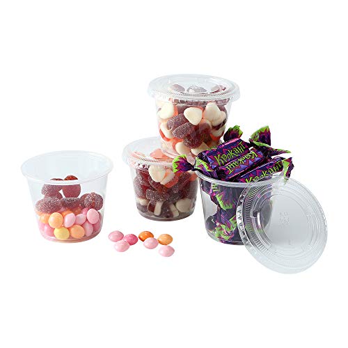 [200Sets-5.5oz] Clear Plastic Disposable Portion Cups with Lids, Souffle Cups...