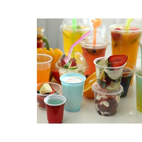 [200Sets-5.5oz] Clear Plastic Disposable Portion Cups with Lids, Souffle Cups...