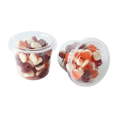 [200Sets-5.5oz] Clear Plastic Disposable Portion Cups with Lids, Souffle Cups...