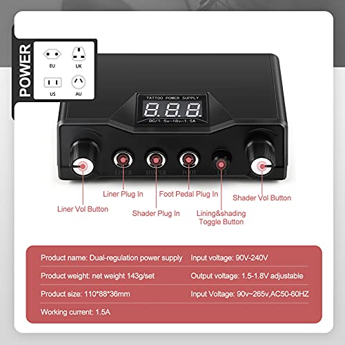 Tattoo Kit Professional Complete 2 Tattoo Machine Gun 54 Color Ink Permanent ...