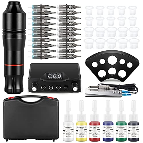 Tattoo Kit Rotary Tattoo Pen Kit with Power Supply Machine Tattoo Ink Disposa...
