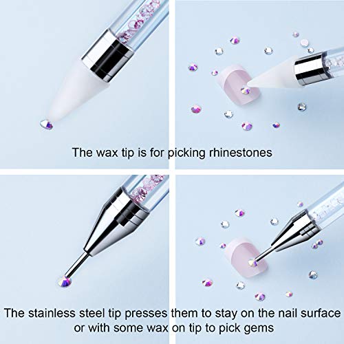 2 Pieces Rhinestone Picker Dotting Pen, Dual-ended Rhinestone Gems Crystals S...