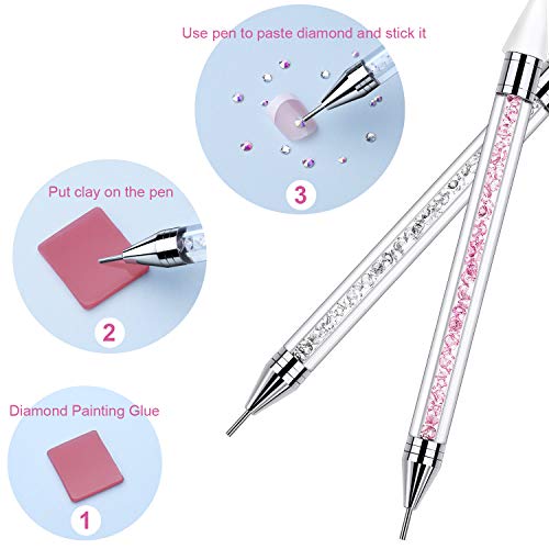 2 Pieces Rhinestone Picker Dotting Pen, Dual-ended Rhinestone Gems Crystals S...