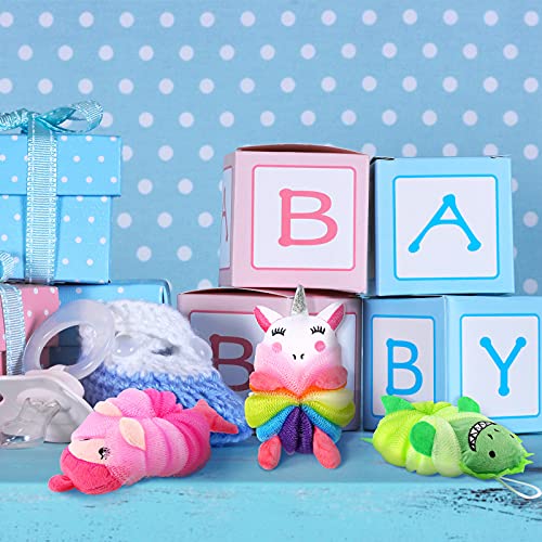 4 Pieces Animal Bath Loofahs Kids Body Loofahs Cartoon Shower Loofahs Cute Ba...
