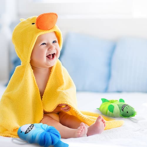 4 Pieces Animal Bath Loofahs Kids Body Loofahs Cartoon Shower Loofahs Cute Ba...