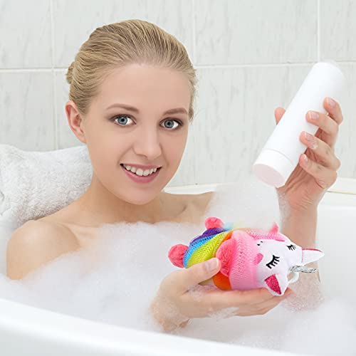 4 Pieces Animal Bath Loofahs Kids Body Loofahs Cartoon Shower Loofahs Cute Ba...