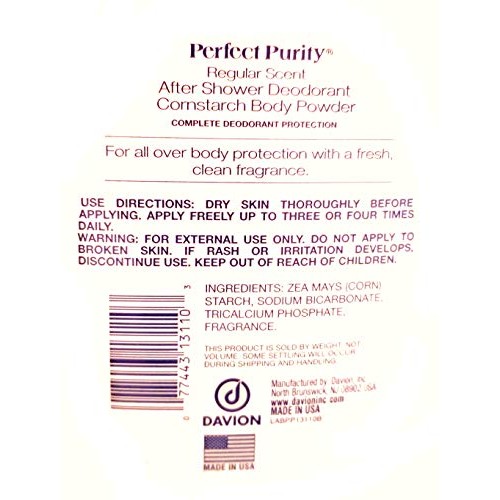 NEW TALC-FREE FORMULA Perfect Purity After Shower Cornstarch Deodorant Body P...