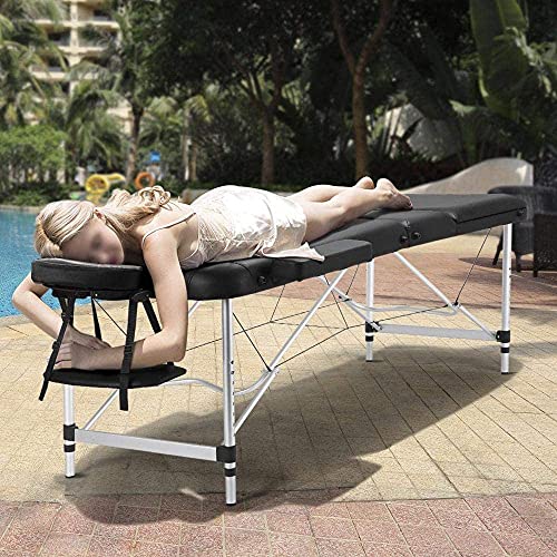 tayer Portable Massage Table and Saddle Stool Set,3 Sections Folding SPA Bed ...
