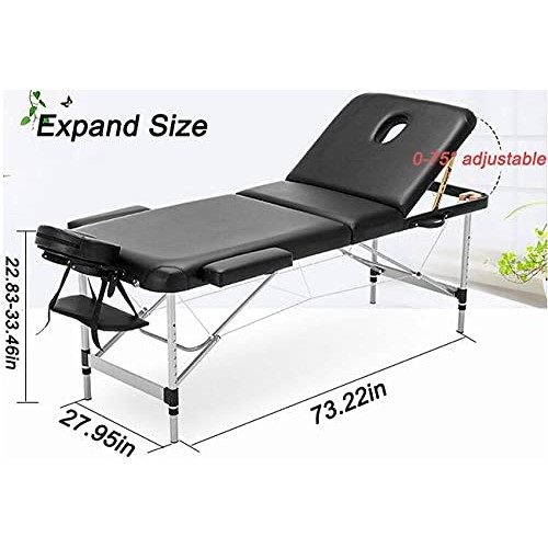 tayer Portable Massage Table and Saddle Stool Set,3 Sections Folding SPA Bed ...