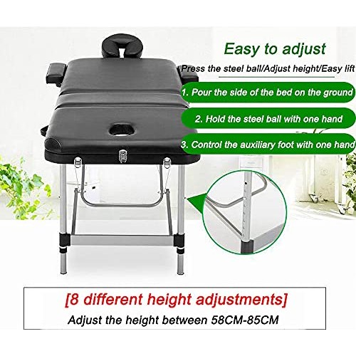 tayer Portable Massage Table and Saddle Stool Set,3 Sections Folding SPA Bed ...