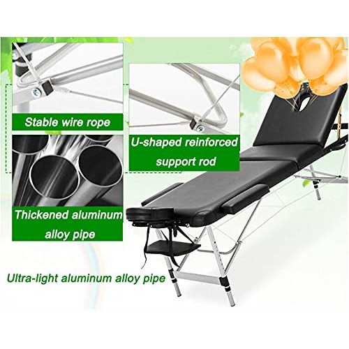tayer Portable Massage Table and Saddle Stool Set,3 Sections Folding SPA Bed ...