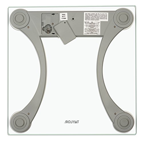 Taylor 400 Lb. Capacity Clear Glass Digital Bathroom Scale with Metallic Accents