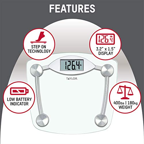 Taylor Precision Products Digital Bathroom Scale, Highly Accurate Body Weight...