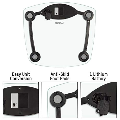 Taylor Precision Products Digital Bathroom Scale, Highly Accurate Body Weight...