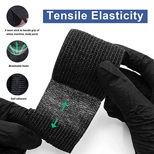 Tattoo Grip Tape, Beoncall 8pcs 2"x 5 Yards Tattoo Grip Cover Wrap Black Disp...