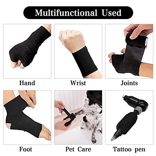Tattoo Grip Tape, Beoncall 8pcs 2"x 5 Yards Tattoo Grip Cover Wrap Black Disp...