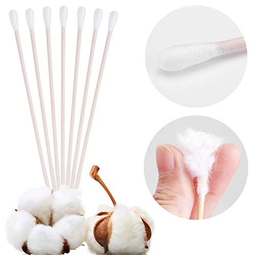 6" Cotton Swabs Wooden Handles Cotton Tipped Applicator Wood Sticks with Sing...