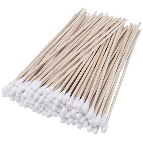 6" Cotton Swabs Wooden Handles Cotton Tipped Applicator Wood Sticks with Sing...