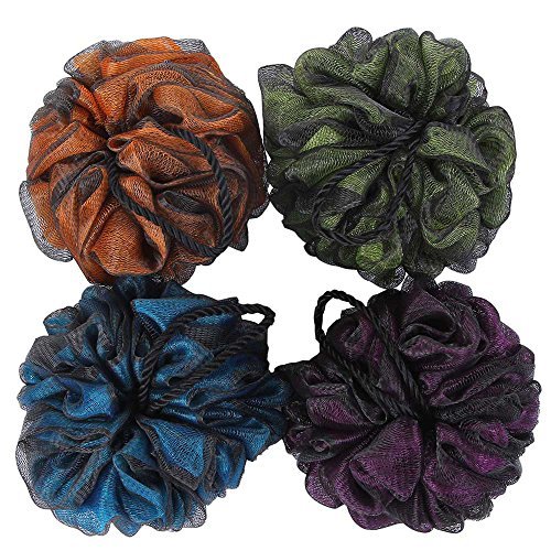 Loofah Bath and Shower Sponge Pouf,Mesh Brush Ball Exfoliating Body Scrubber ...