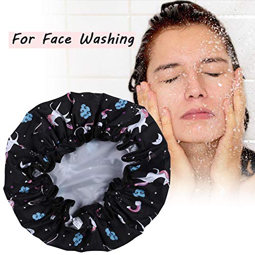 Unicorn Shower Caps, Double Layers Bath Hat for Women to Cover Long and Thick...