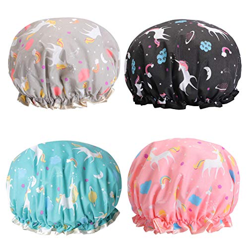 Unicorn Shower Caps, Double Layers Bath Hat for Women to Cover Long and Thick...