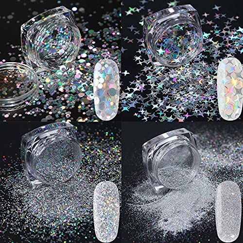 Holographic Nail Sequin Glitter Accessories Colorful 3D Glitter Flakes Nail S...