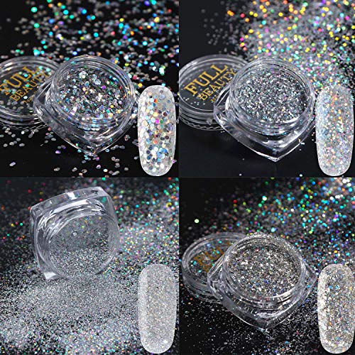 Holographic Nail Sequin Glitter Accessories Colorful 3D Glitter Flakes Nail S...