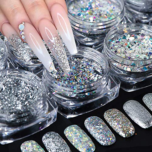 Holographic Nail Sequin Glitter Accessories Colorful 3D Glitter Flakes Nail S...