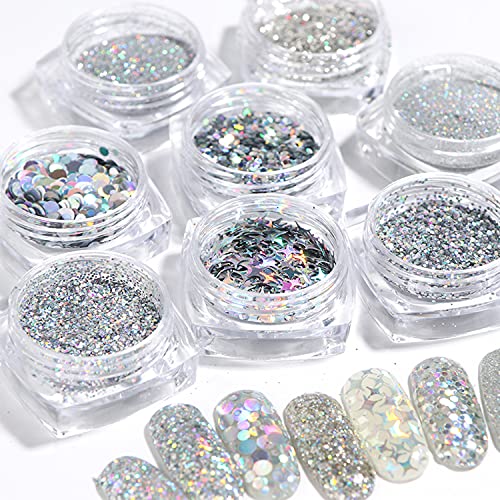 Holographic Nail Sequin Glitter Accessories Colorful 3D Glitter Flakes Nail S...