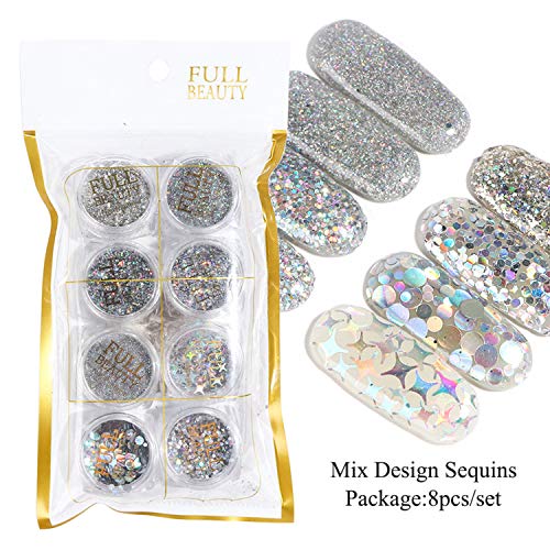 Holographic Nail Sequin Glitter Accessories Colorful 3D Glitter Flakes Nail S...