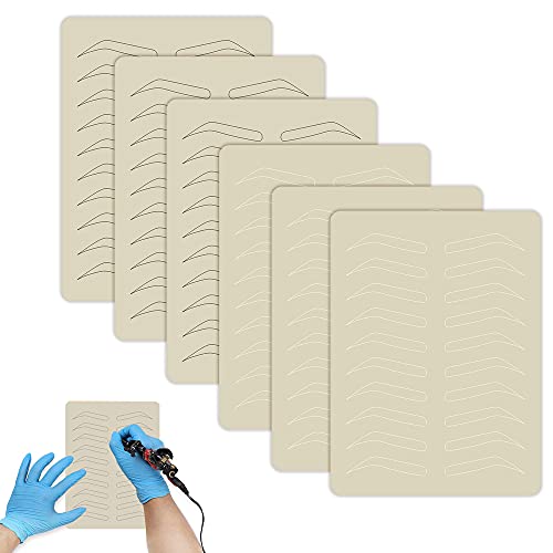 6 Pieces Practice Skin for Eyebrow Tattooing, Double Sided Tattoo Skin Microb...
