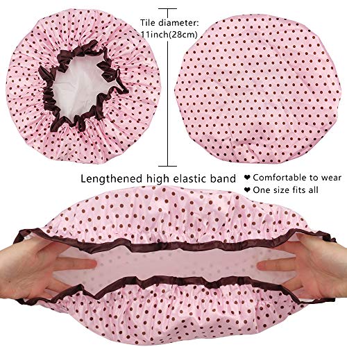 TCOTBE 4 Pieces Waterproof Shower Cap,Shower Caps for Women, Elastic Reusable...
