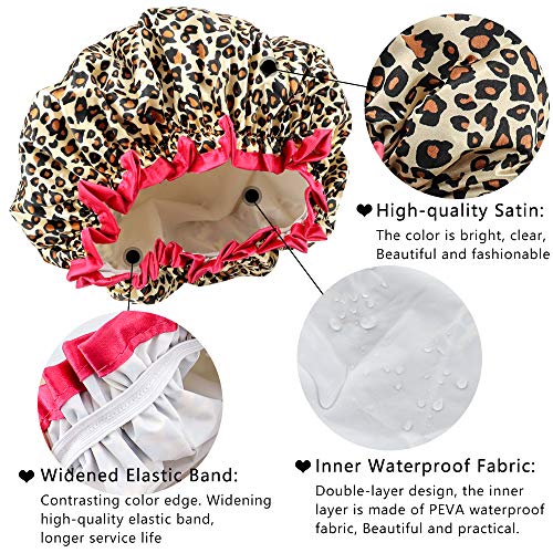 TCOTBE 4 Pieces Waterproof Shower Cap,Shower Caps for Women, Elastic Reusable...