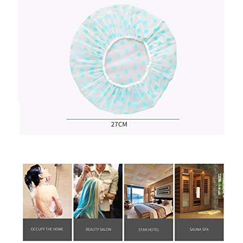 TCOTBE 6 Pieces Waterproof EVA Plastic Shower Cap,Elastic Reusable Bathing Ha...
