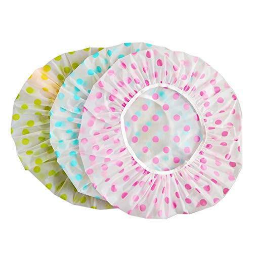 TCOTBE 6 Pieces Waterproof EVA Plastic Shower Cap,Elastic Reusable Bathing Ha...