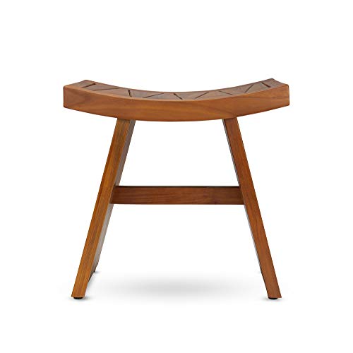 TeakCraft Teak Shower Bench Stool for Bath & Spa (Fully Assembled), 18 inch, ...