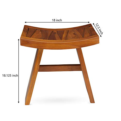 TeakCraft Teak Shower Bench Stool for Bath & Spa (Fully Assembled), 18 inch, ...