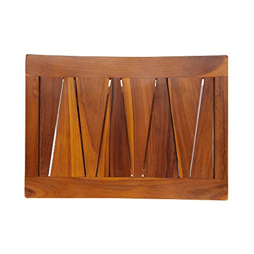 TeakCraft Teak Shower Bench Stool for Bath & Spa (Fully Assembled), 18 inch, ...