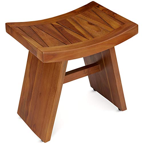 TeakCraft Teak Shower Bench Stool for Bath & Spa (Fully Assembled), 18 inch, ...