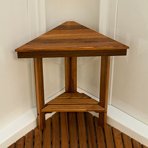 Plantation Teak Mini Corner Bench | Corner Shower Shaving Foot Rest