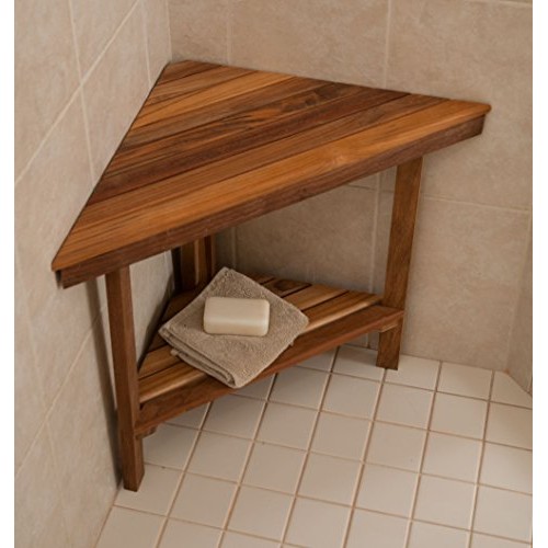 Plantation Teak Mini Corner Bench | Corner Shower Shaving Foot Rest